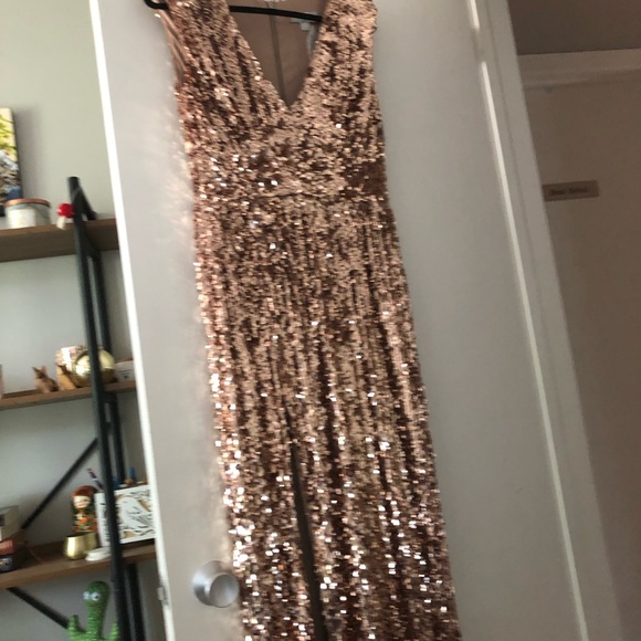 Incredible Rose Gold Sequin Full Length Formal Helsi Dress - Picture 3 of 9